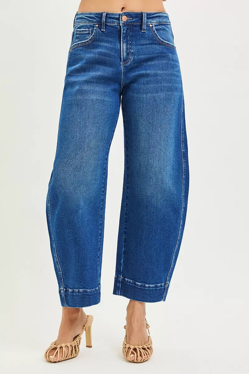 Mid Rise Crop Barrel Jeans