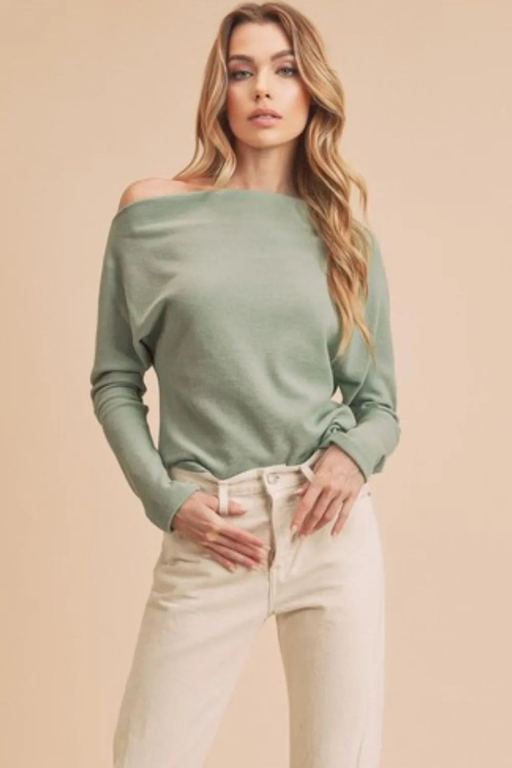 One Shoulder Long Sleeve Knit Top