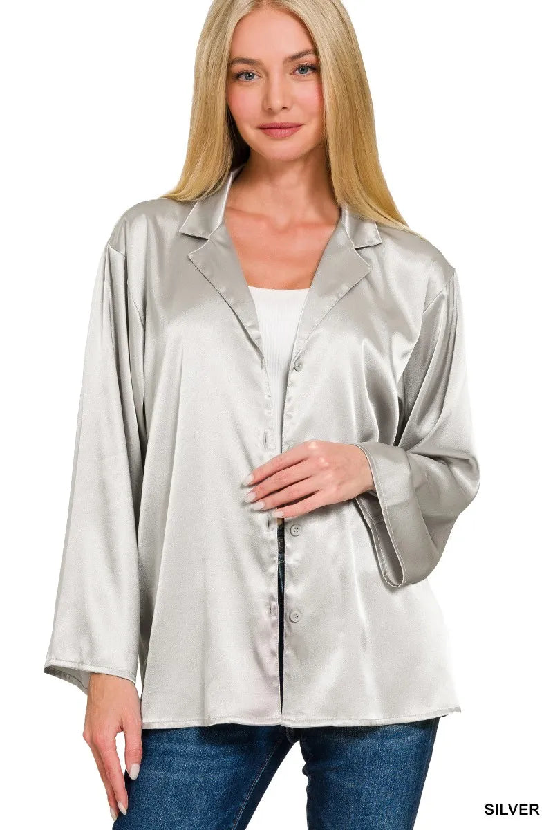Satin Button Down Shirt