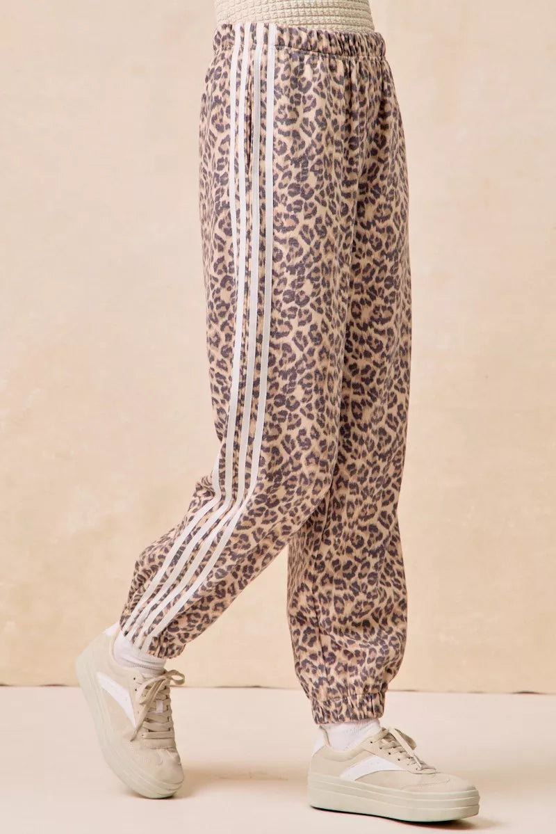 Side Lines Leopard Track Pants