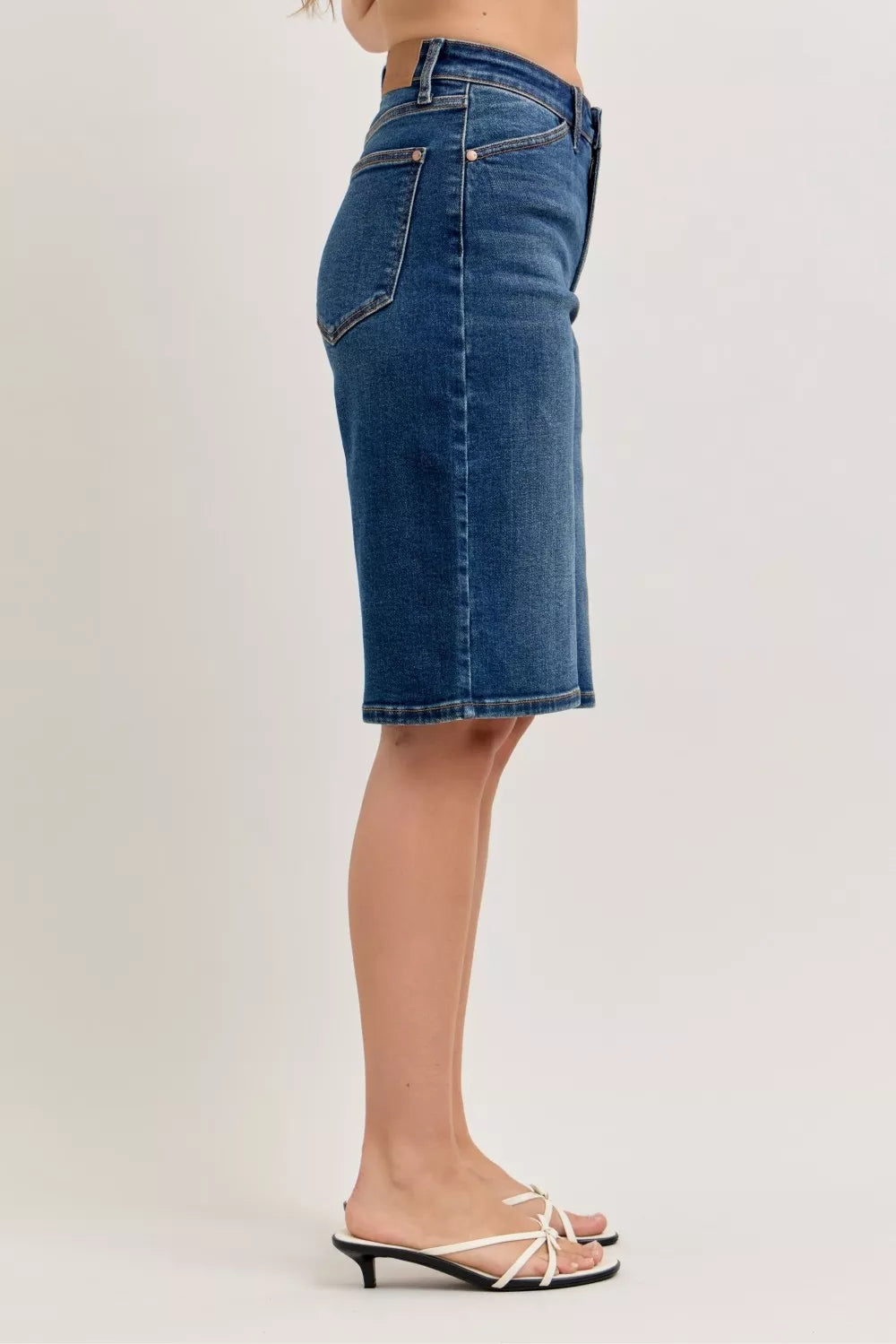 High Waist Bermuda Denim Shorts