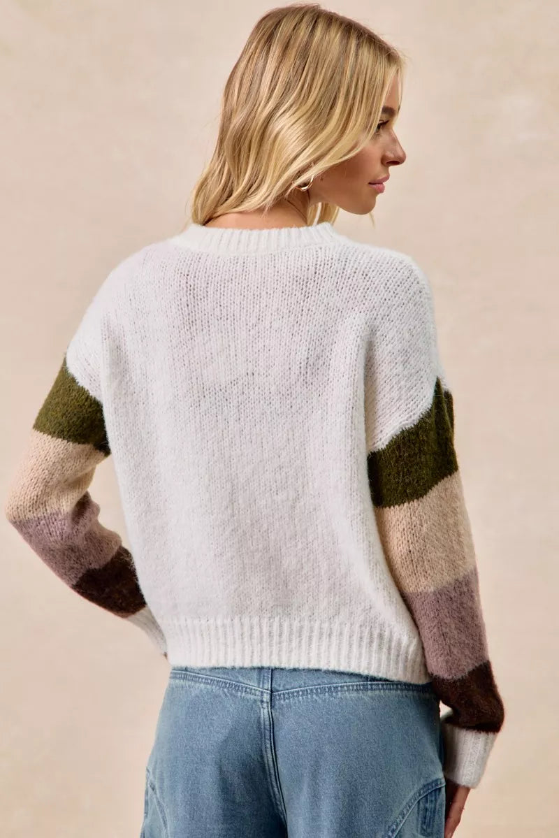 Flower Color Block Sweater