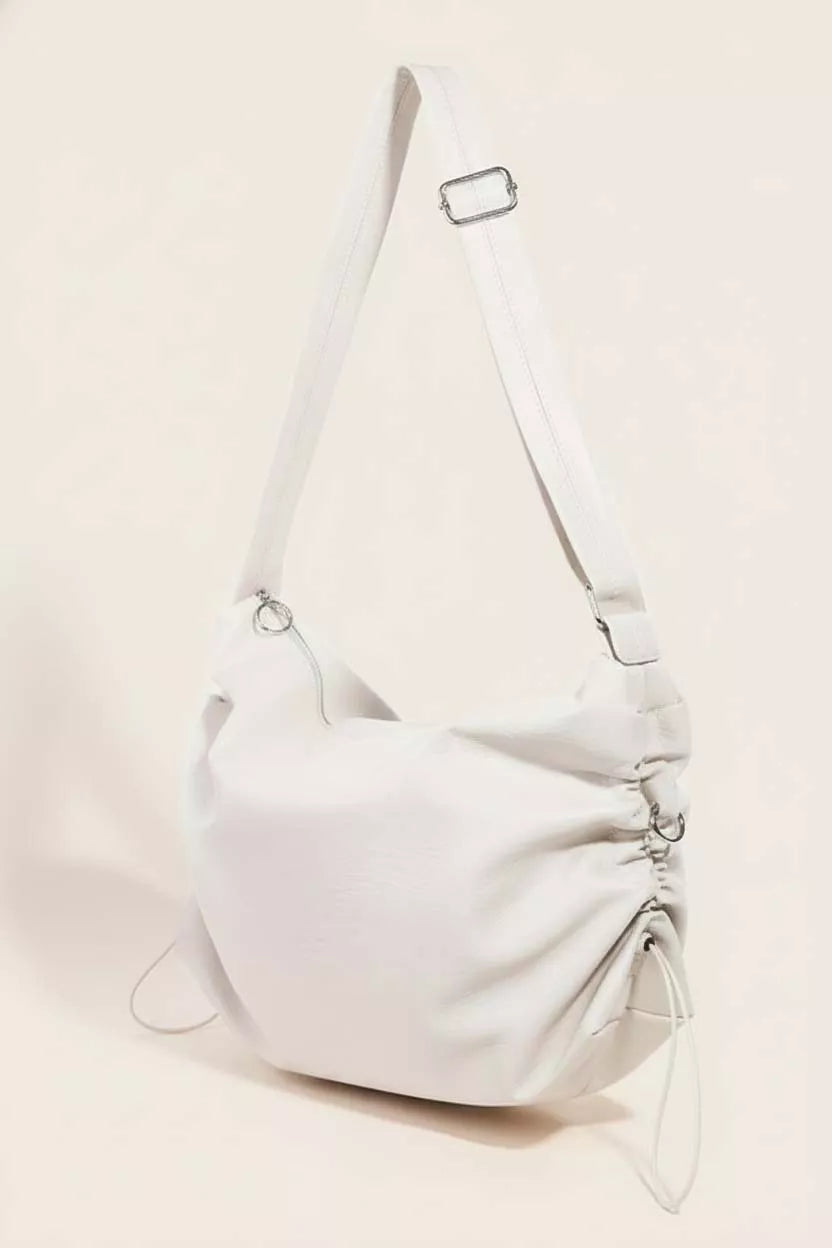 Ruched Detail Faux Leather Shoulder Bag