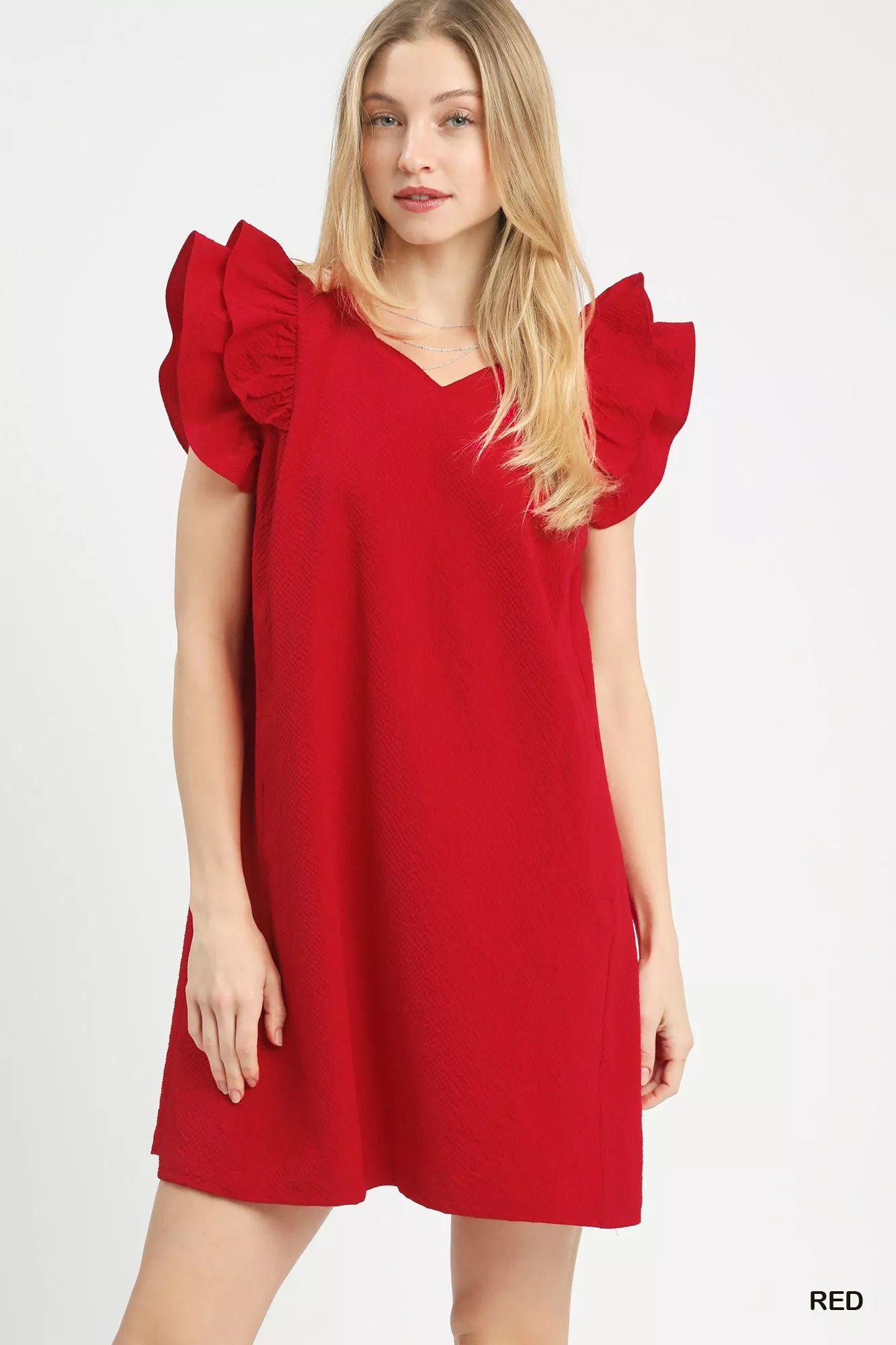 Seersucker Ruffle Shift Dress