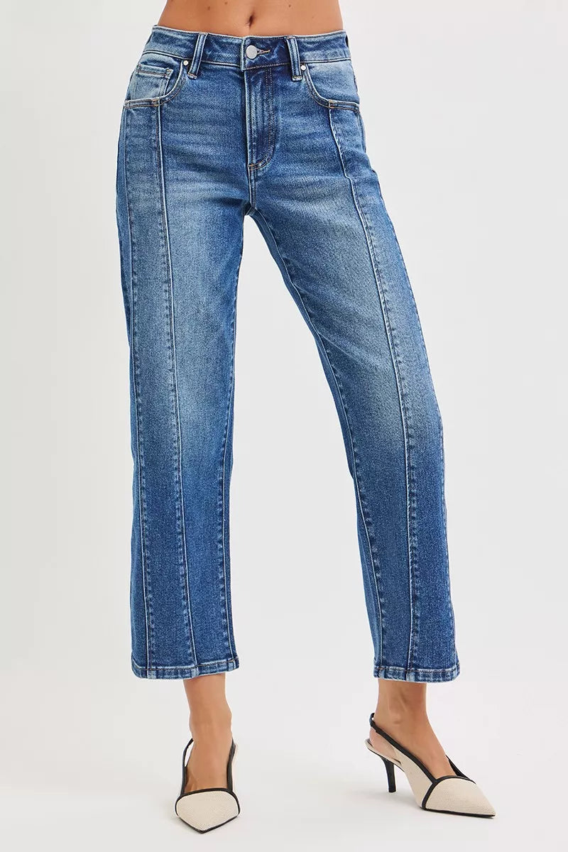High Rise Crop Straight Jeans