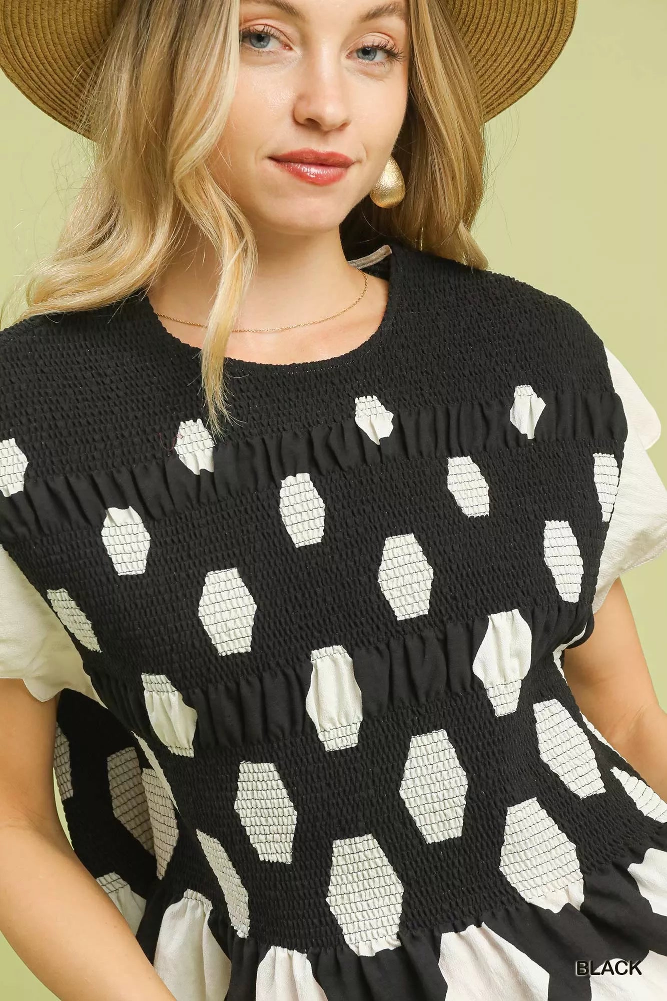 Hexagon Print Peplum Top