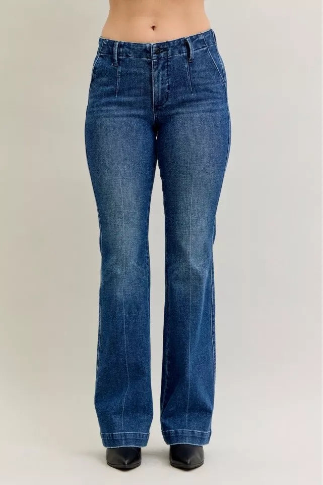 Full Size Mid Rise Bootcut Jeans with Welt Pockets Plus Size
