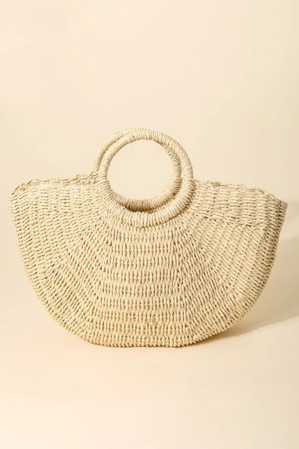 Half Moon Straw Tote Bag