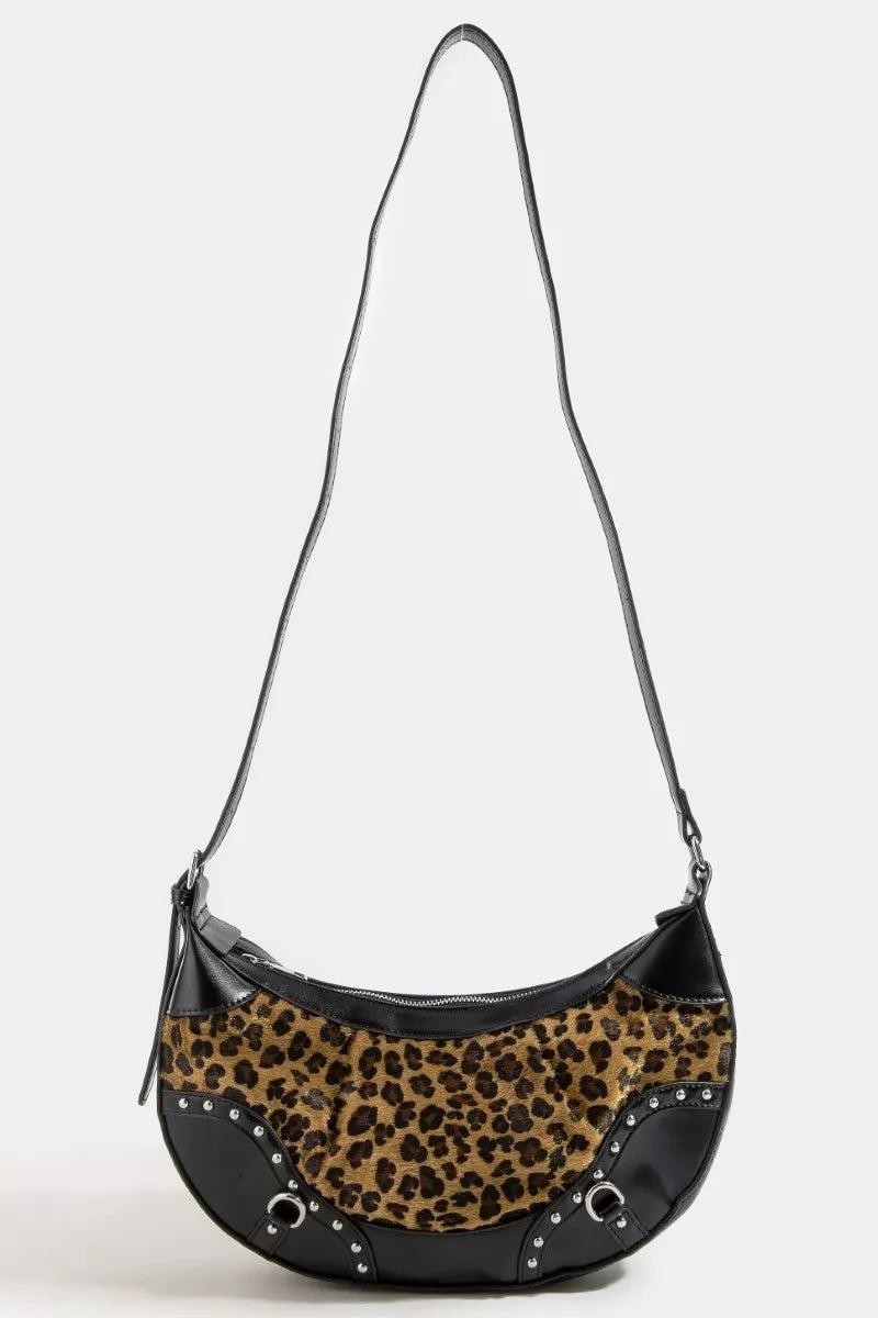Leopard Print Half Moon Shoulder Bag