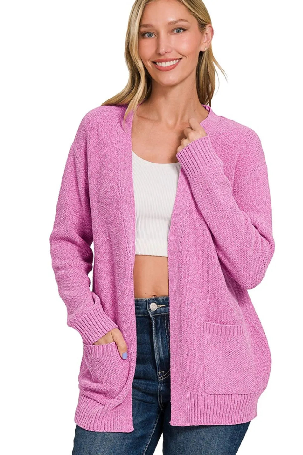 Melange Open Front Sweater Cardigan