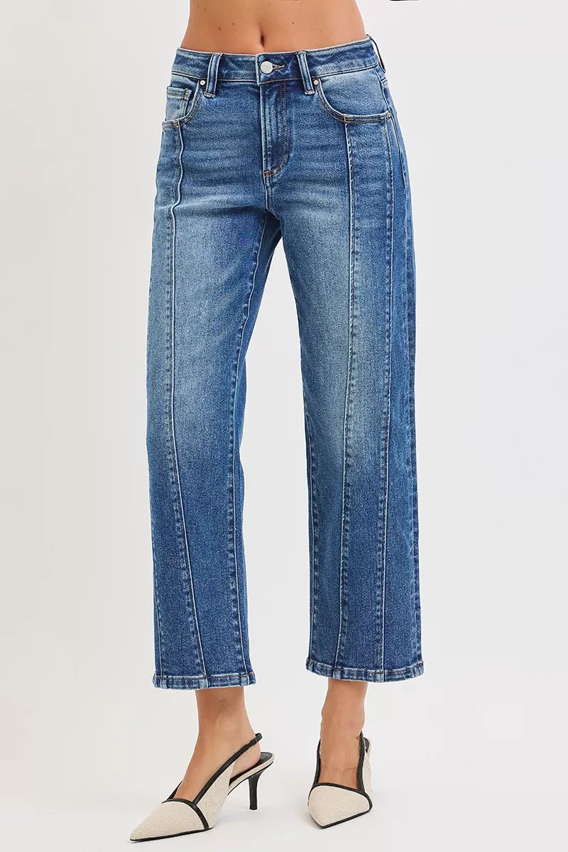High Rise Crop Straight Jeans