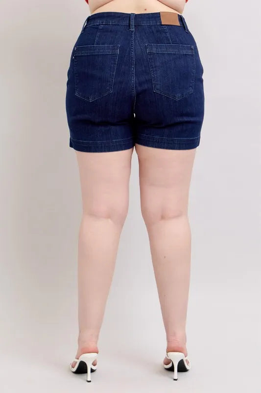 Plus Size High Waist Denim Shorts