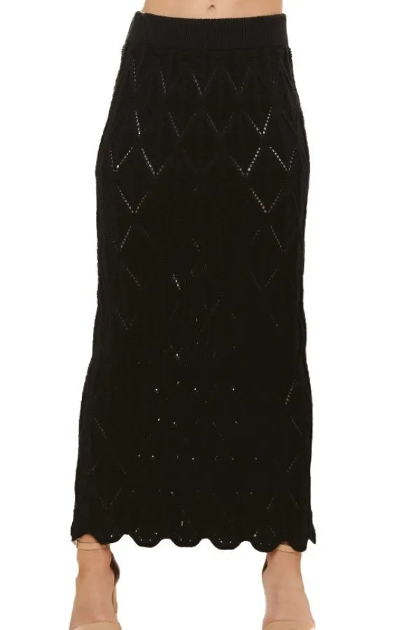 Scallop Trim Detail Knit Skirt