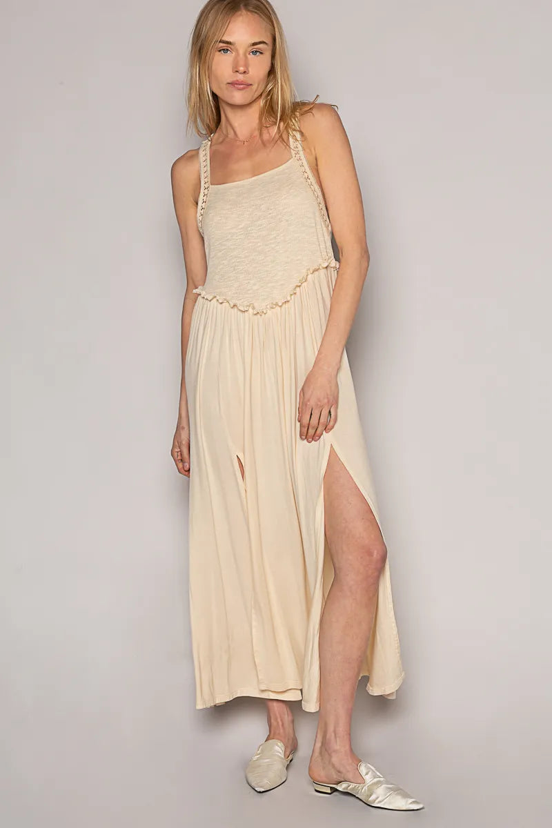 Frill Slit Square Neck Cami Dress