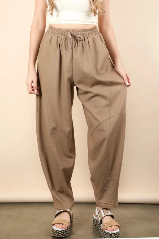 Solid Barrel Comfy Woven Pants
