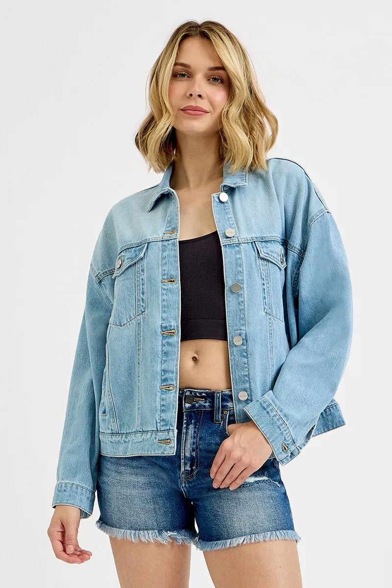 Washed Dropped Shoulder Denim Jacket