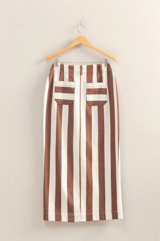 Striped Pocket Detail Maxi Skirt