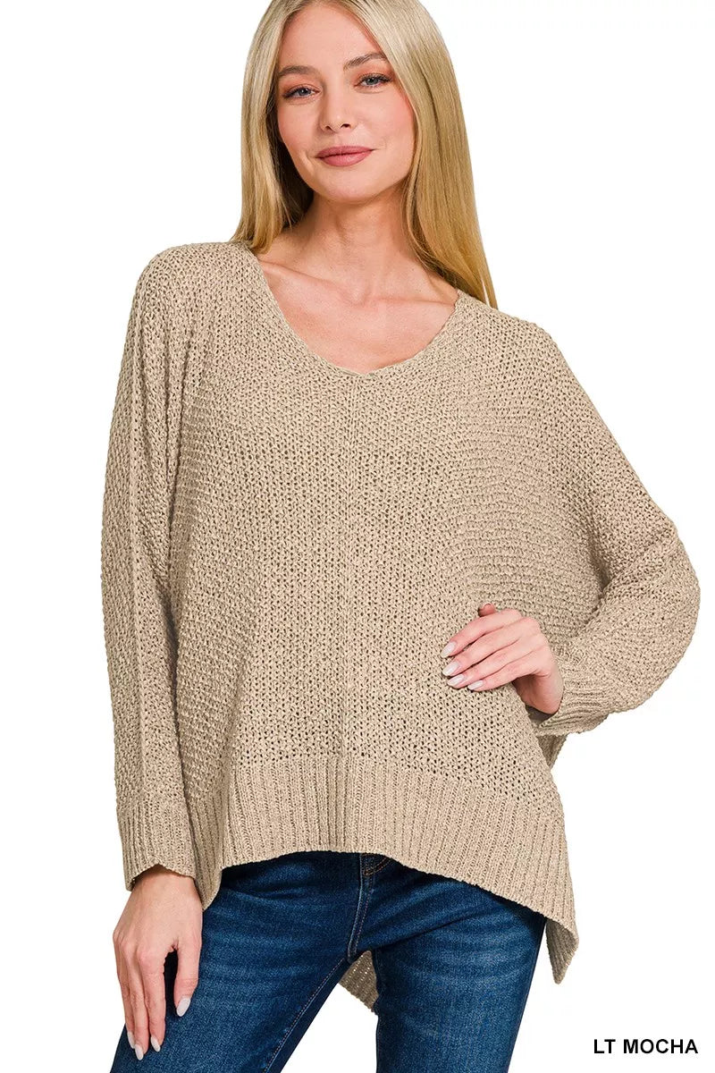 Dolman Sleeve V-Neck Sweater